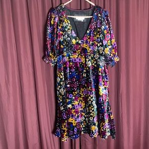 Anthropologie velvet floral midi dress size 10 women’s